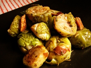 Bacon Leek Roasted Brussels Sprouts